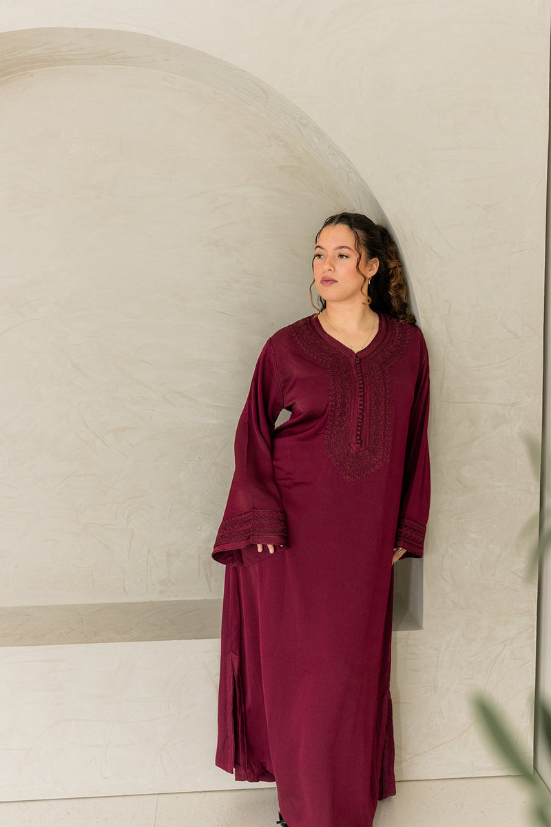 Geborduurde Kaftan Bordeauxrood