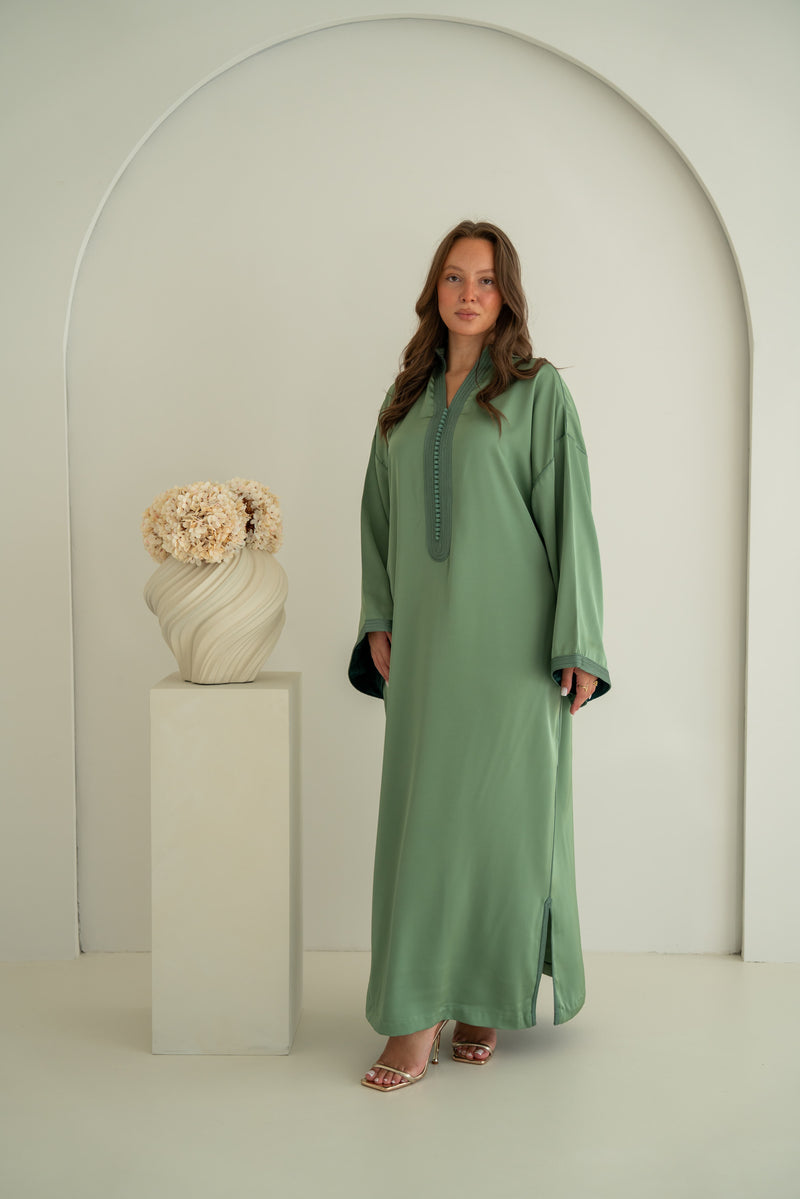 Satijnen Kaftan Pistachegroen