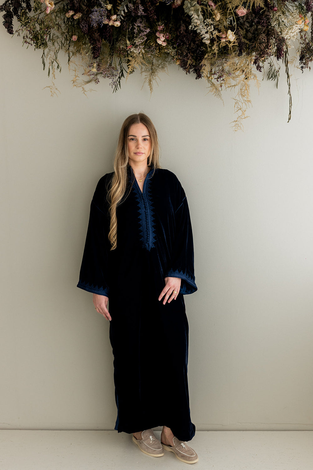Velours Kaftan Koningsblauw