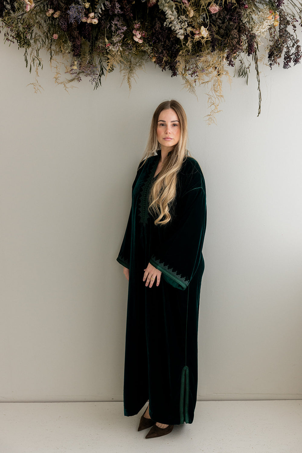 Velours Kaftan Koningsgroen