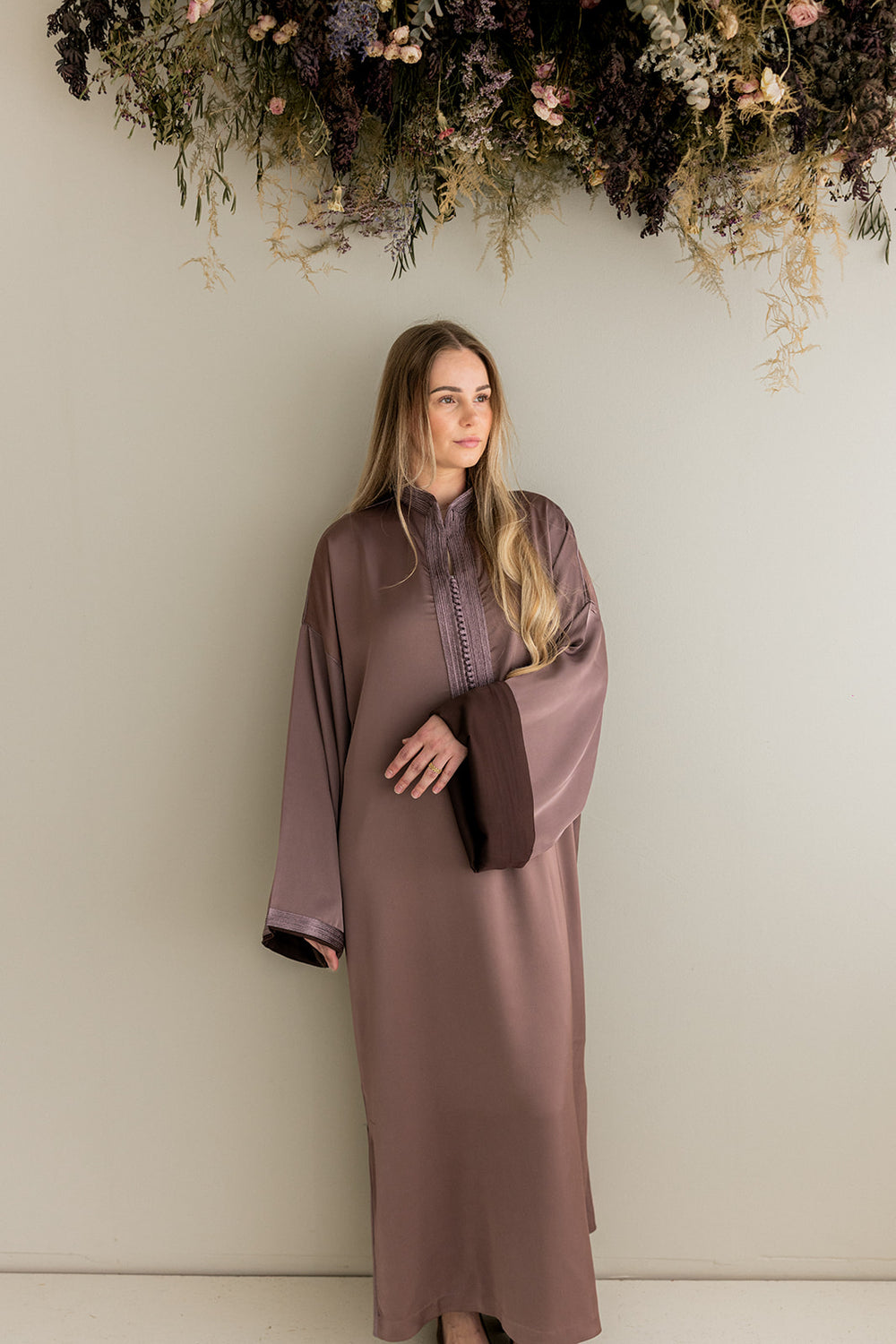 Satijnen Kaftan Bruin/Mauve