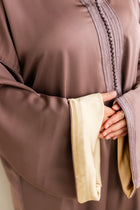 Satijnen Kaftan Bruin/Mauve x Botergeel