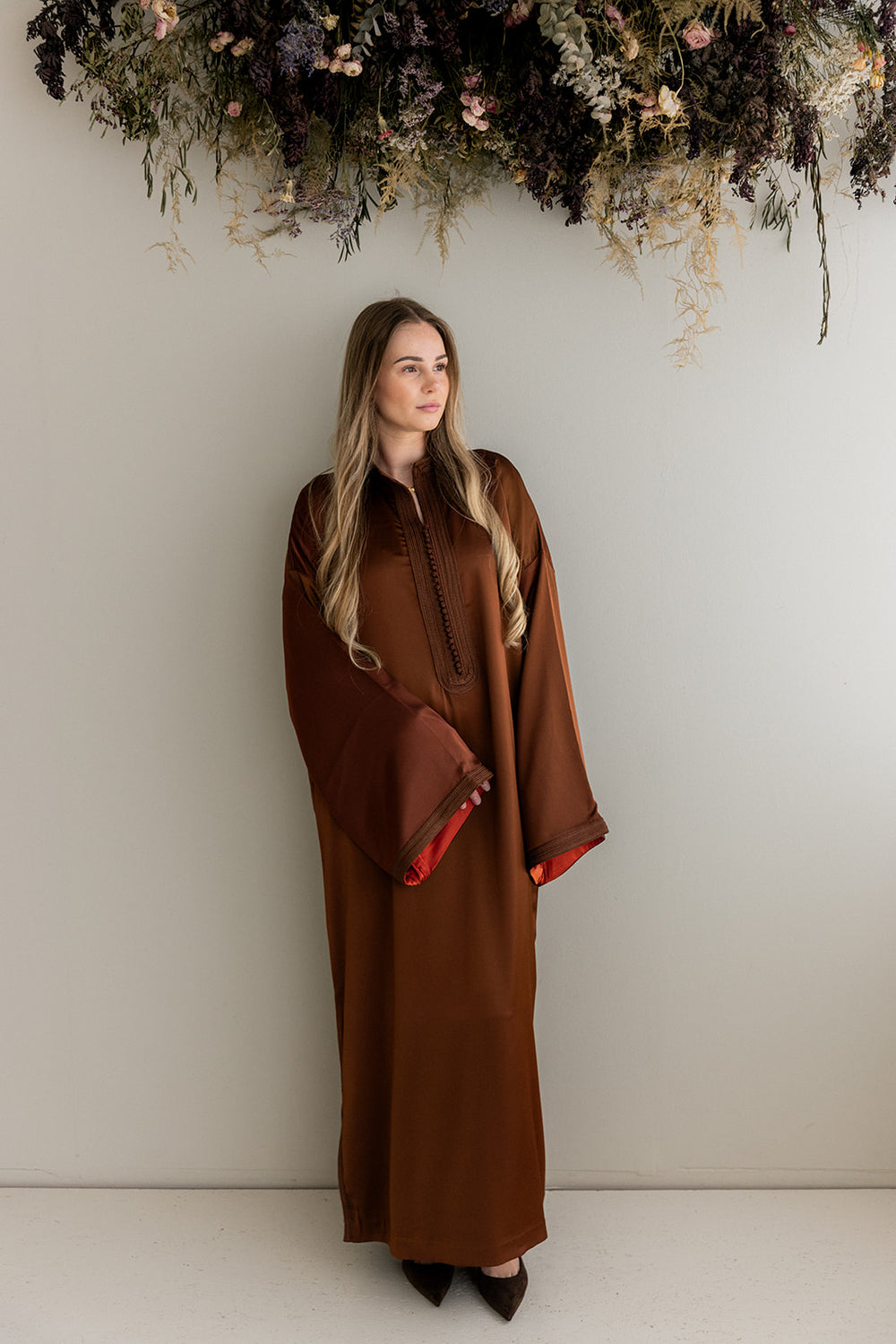 Satijnen Kaftan Camelbruin