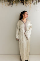 Satijnen Kaftan Beige Jacquard
