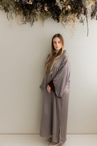 Gestructureerde Satijnen Kaftan Taupe
