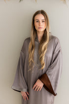 Gestructureerde Satijnen Kaftan Taupe