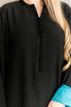 Gestructureerde Katoenen Kaftan Zwart