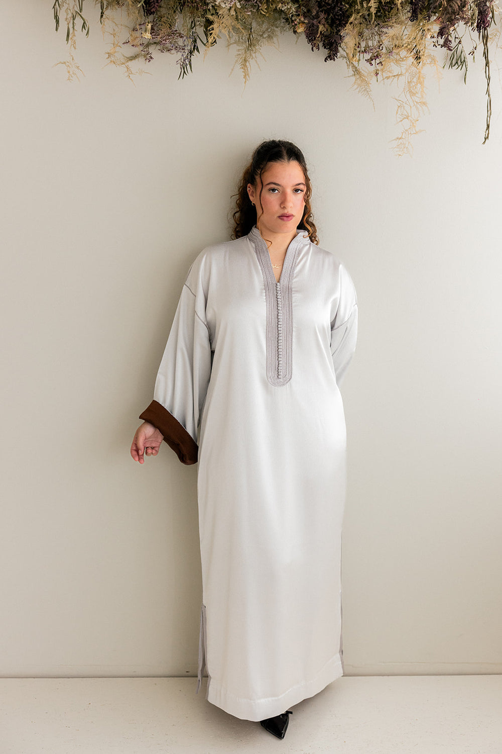 Gestructureerde Kaftan Lichtgrijs