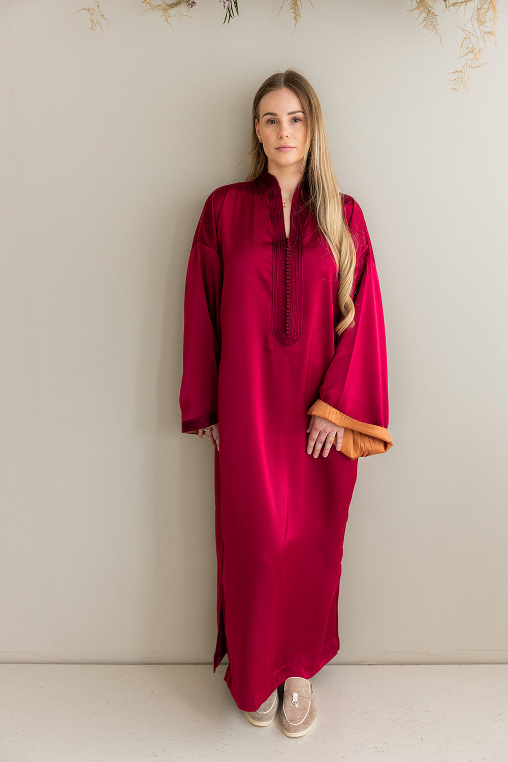 Satijnen Kaftan Rood