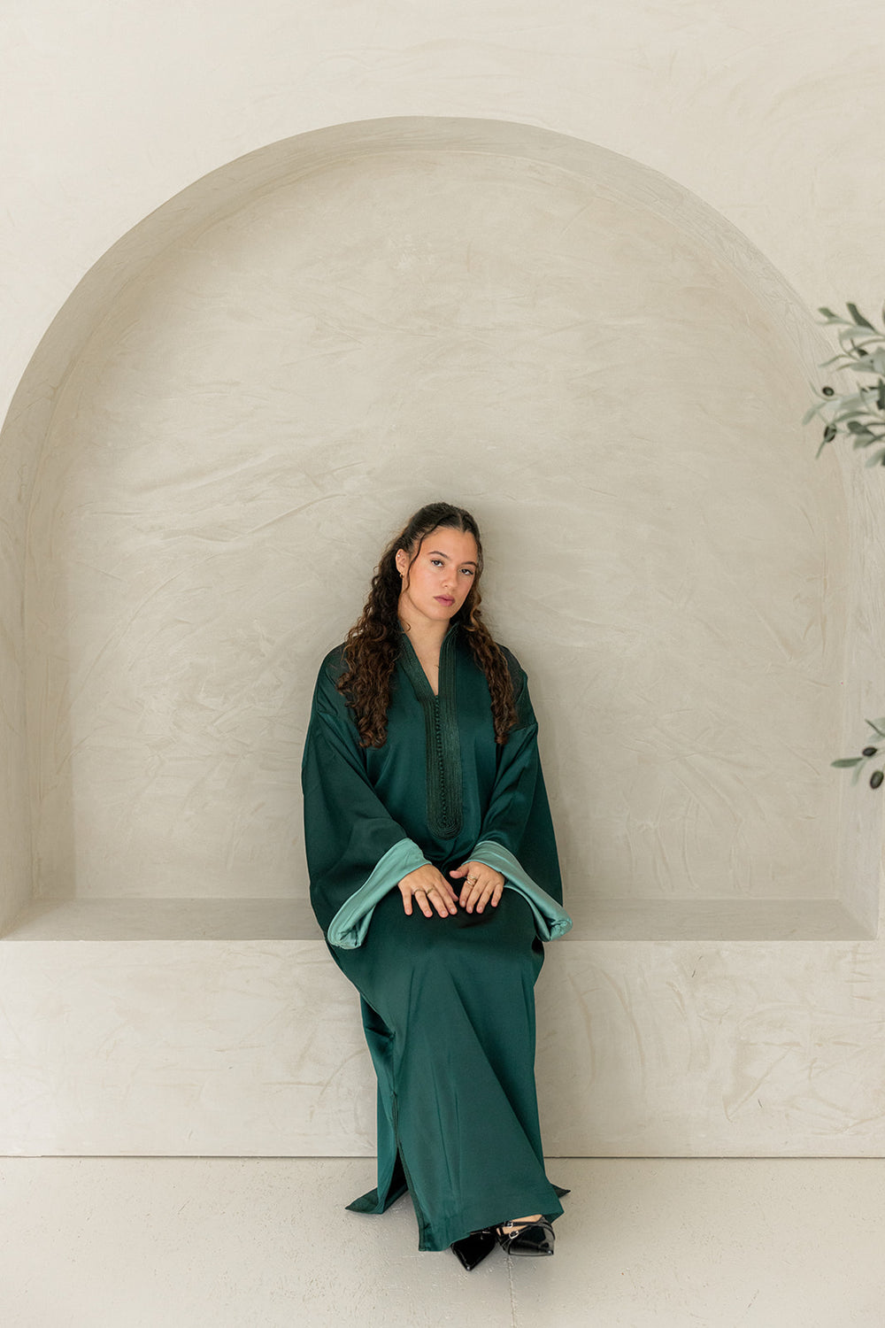 Satijnen Kaftan Koningsgroen