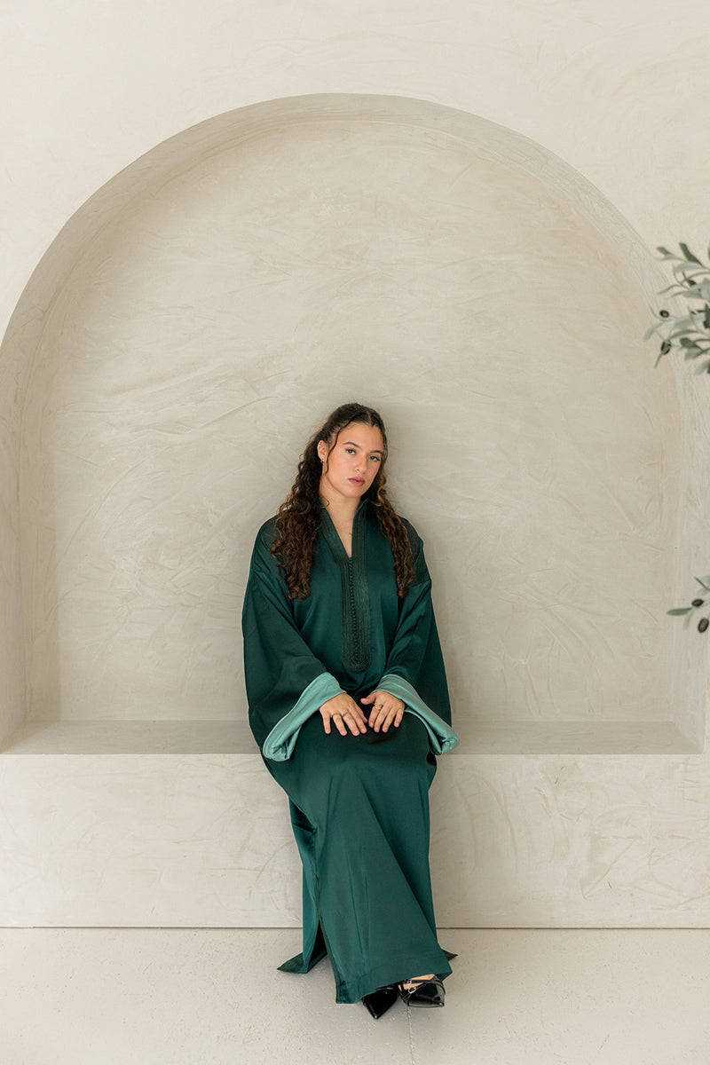 Satijnen Kaftan Koningsgroen