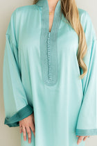 Getextureerde Satijnen Kaftan Babyblauw