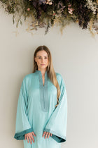 Getextureerde Satijnen Kaftan Babyblauw