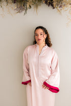 Getextureerde Satijnen Kaftan Babyroze