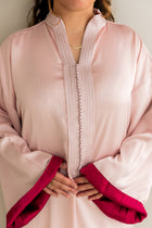 Getextureerde Satijnen Kaftan Babyroze