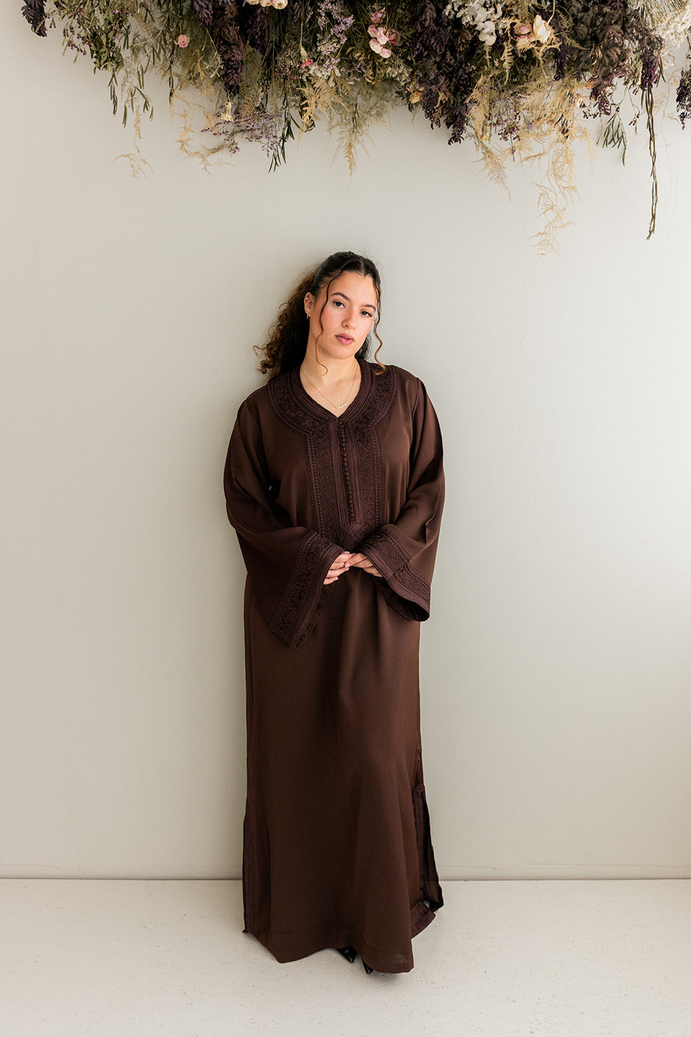 Geborduurde Kaftan Bruin