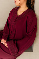 Geborduurde Kaftan Bordeauxrood