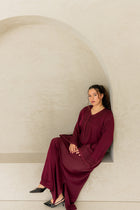 Geborduurde Kaftan Bordeauxrood