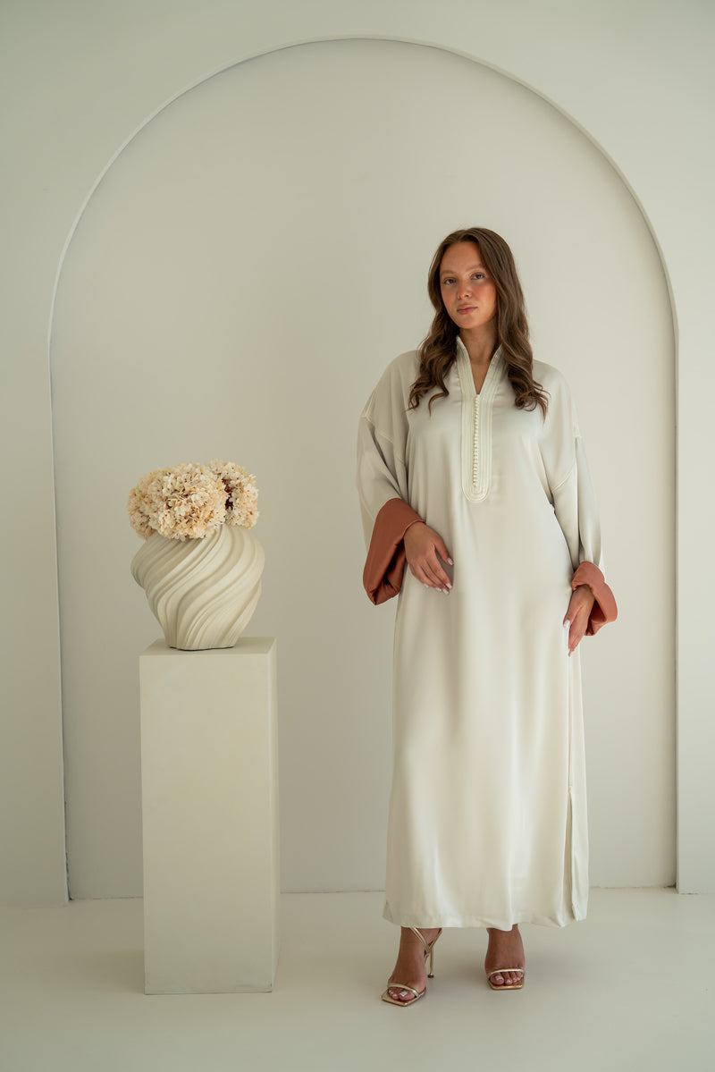 Satijnen Kaftan Ivoorwit