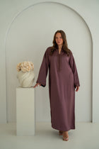 Gestructureerde Satijnen Kaftan Aubergine-paars