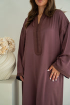 Gestructureerde Satijnen Kaftan Aubergine-paars