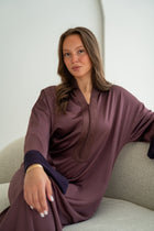 Gestructureerde Satijnen Kaftan Aubergine-paars