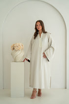 Satijnen Kaftan Ivoorwit x Bruin