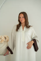 Satijnen Kaftan Ivoorwit x Bruin