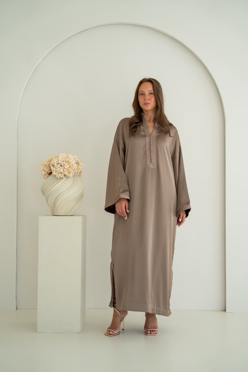 Satijnen Kaftan Taupe