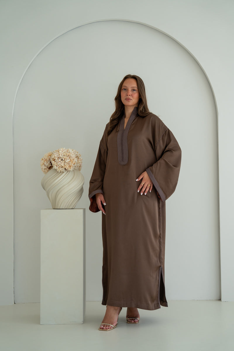 Gestructureerde Kaftan Mokka-Bruin