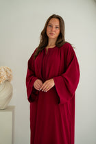 Tweedelige Crêpe Djelleba Bordeaux-rood