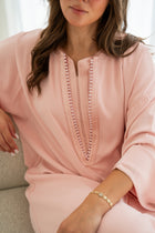 Tweedelige crêpe Djelleba Roze